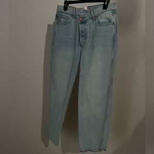 revice denim blue crooked cross waistband jean size 32